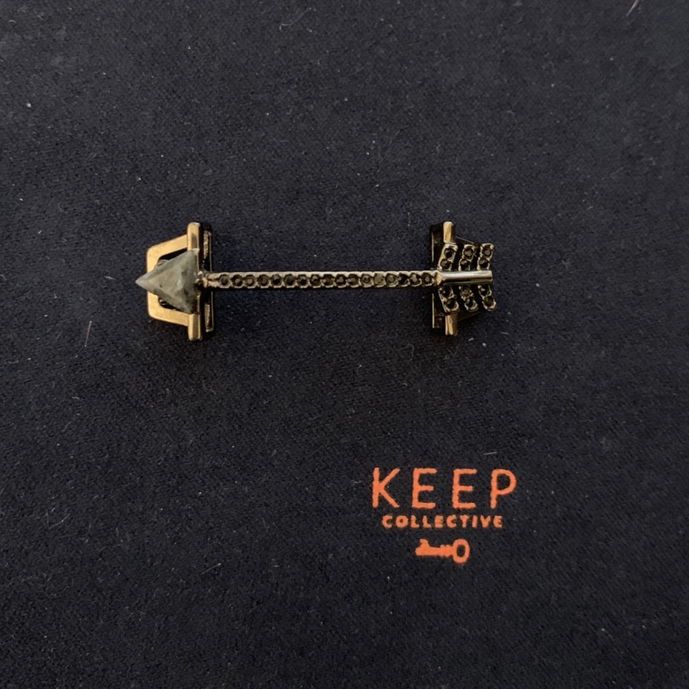 KEEP Collective large pave arrow focal charm in hematite with lavrikite accent